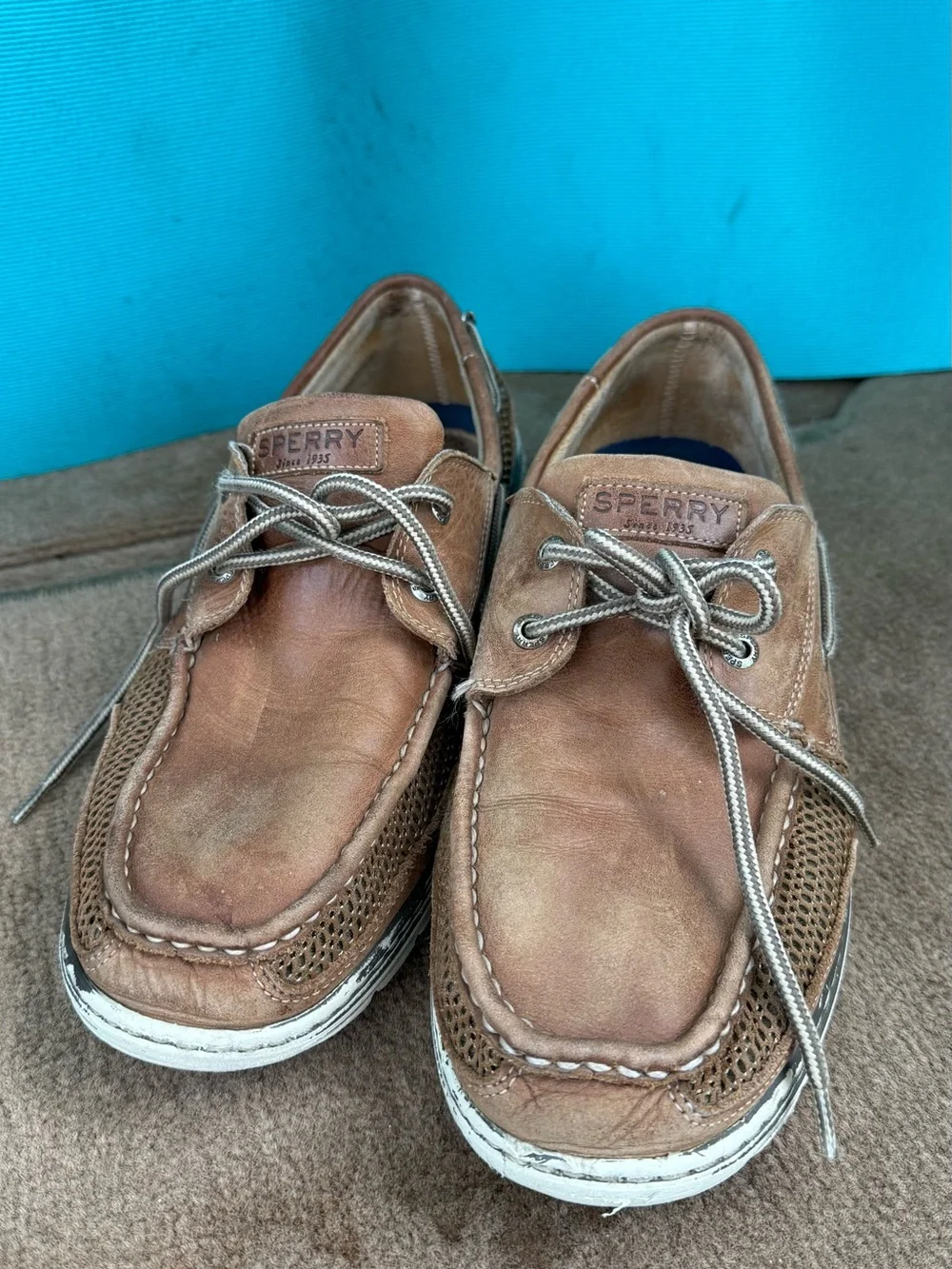 Sperry Brown Mesh Leather Men's Boat Shoes